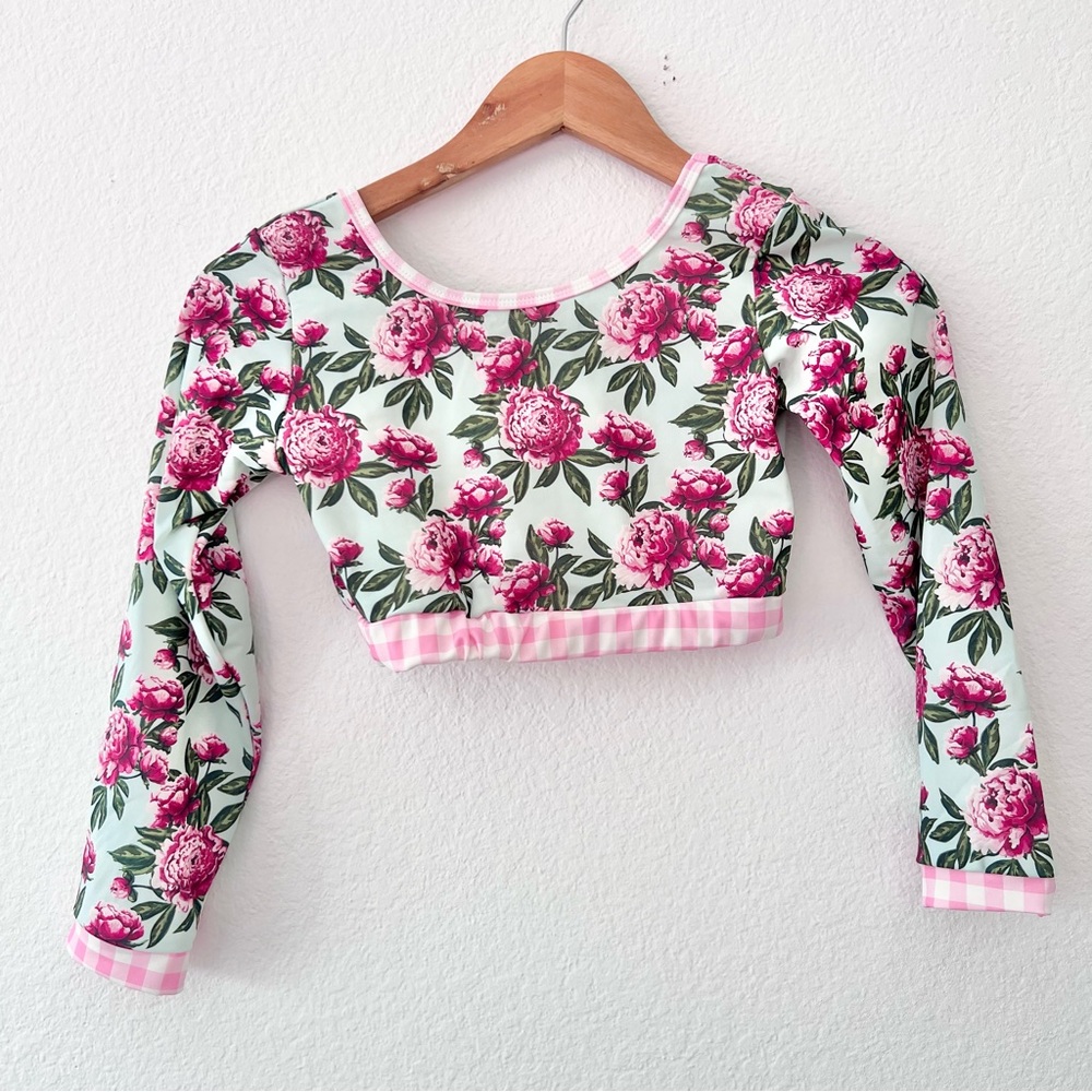 Sugar Bee Boutique Peonies Floral Gingham Skirt Bikini Sz 12 - Picture 4 of 8